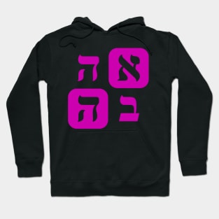 Hebrew Word for Love Ahava Hebrew Letters Grid Violet Aesthetic Hoodie